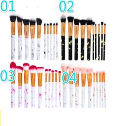 10pcsset Marble Makeup Brushes Set Blush Powder Eyebrow Eyeliner Highlight Concealer Contour Foundation 4 styles in stock9271280