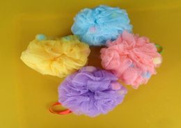 10pcslot Bath body works exfoliating shower bath sponge Fourcolor pink yellow blue purple loofah mesh gauze1471245