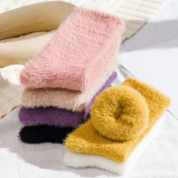 Women Socks Soft Fluffy Bed Autumn Winter Warm Home Floor Slipper Solid Color Ladies Plush Thicken Coral Fleece Snow Sock