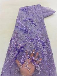 Luxury African sequin lace fabric high-quality 5 size embroidered French Nigerian sheer lace fabric used for wedding parties sewing240513