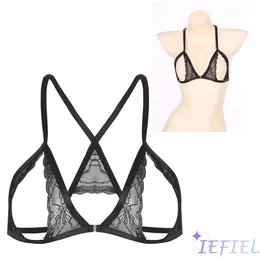 Bras Women Floral Lace Lingerie Open Cup See-through Bra Tops Soft Adjustable Straps Exposed Nipples Brassiere Corset Underwear