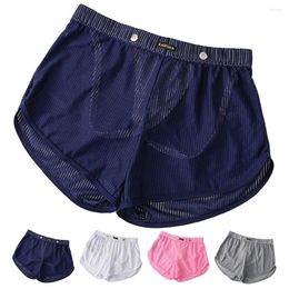 Underpants Sexy Men Boxershorts Lingerie Briefs See-Through Mesh Hollow Loose Lounge Boxer Shorts Underwear Thin Breathable Panties S-XL