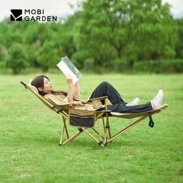 Camp Furniture MOBI GARDEN Recliner Chair With Pillow Portable 600D Oxford Cloth For Camping Outdoor Tourist Lounge Folding High Backrest
