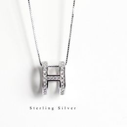 S925 sterling silver letter H pendant temperament clavicle chain necklace female clavicle Necklace simple student fashion jewelry9163785