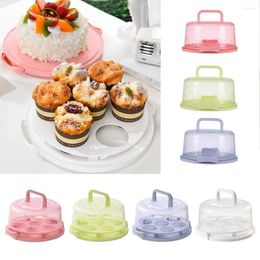 Table Mats 1PCS Cake Box Round Food Fresh-keeping Dustproof Stand With Lid Storage Plastic Vegetables Fruits Handle And Boxs W1C4