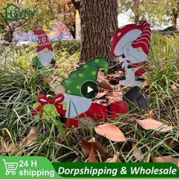 Garden Decorations Yard Signs Stakes Metal Easy To Instal Colourful Christmas Gift Lawn Stake For