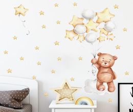 Wall Stickers Bear Balloon Stars Cartoon Child Kids Room Home Decoration Wallpaper Living Bedroom Decals Nursery Sticker8900452