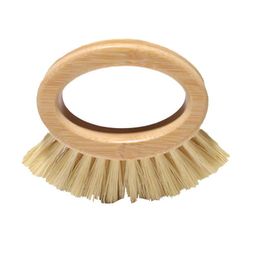 Cleaning Brushes Bamboo Wooden Handle Brush Creative Oval Ring Sisal Dishwashing Brushs Household Kitchen Supplies 65G Drop Delivery H Dha9Y