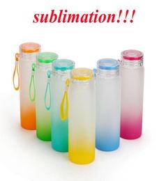 Sublimation Water Bottle Tumblers 500ml Frosted Glass Water Bottles gradient Blank Tumbler Drink ware Cups FY5084 02115463127