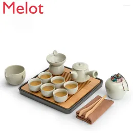 Teaware Sets Grass And Wood Gray Teapot Tea Set Household Minimalist Ceramics Making Side Handle Pot Small