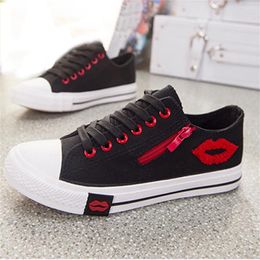 Fitness Shoes Brand Womens Casual Flats Breathable Lip Zipper Fashion Classic Outdoor Canvas For Women Girls Students