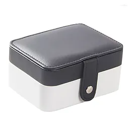 Jewelry Pouches Travel Box Packaging Display Organizer Holder PU Leather Zipper Jewellery Case Wedding Gift Boxes For Women Black