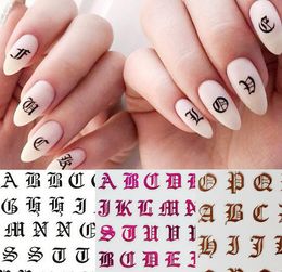 1pc Gothic Letter 3D Nail Sticker Rose Gold Words Nail Slider Decals Adhesive Sticker Tips Manicure Art Decoration2989255