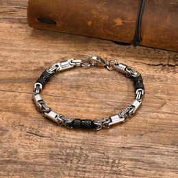Link Bracelets Mprainbow Punk Byzantine For Men Boys Black Silver Colour Stainless Steel Chain Wristband Handmade Jewellery