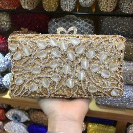 Evening Bags Golden Pearl Beaded Handbag Women Day Clutches Bag Bridal Diamond Clutch Wedding Purse Metal