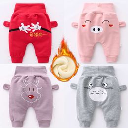 Baby plush PP boys, high waisted belly protection, thickened autumn and big butt pants for girls, winter clothing