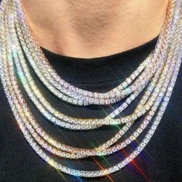 Tennis Hip hop crystal jewelry ice tennis chains mens short and chubby necklaces ice cube zircon Miami Cuban chain necklaces jewelry d240514