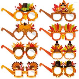 Party Decoration 8Pcs Thanksgiving Paper Glasses Fallen Leaves Eyeglasses Frame Happy Funny Po Props DIY Kids Gifts