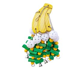 Parrot chew toy foraging natural wood blocks Banana style Hanging pet macaw bird toy