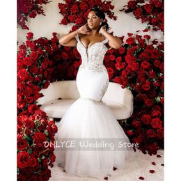 Exquisite 2023 New African Mermaid Simple Wedding Dresses Sexy Off Shoulder Bridal Gowns Beads Crystals Vestido De Novia