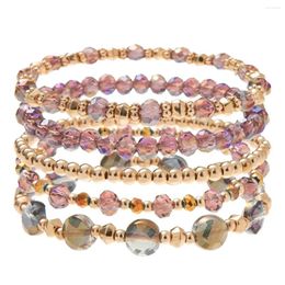 Strand 2pcs/set Niche High-quality Rice Beads Beaded Crystal Bracelet CHILDREN'S Purple Fashion