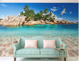 Wallpapers Custom Mural 3d Po Wallpaper Mediterranean Island Beach View Home Decor Living Room Wall Murals For Walls 3 D