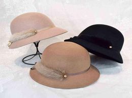 Women Chic Fascinator Hat Cocktail Pillbox Cap Fashion Diamond Berets Lady Party 100 Wool Felt Fedora Hat Cloche Hat Y2203019052068611632