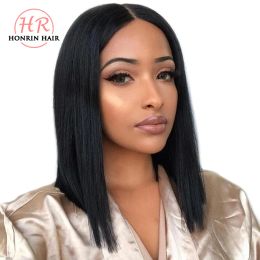 Wigs Honrin Hair Lace Front Wig Short Bob Brazilian Virgin Human Hair Bleached Knots 150% Density Pre Plucked With Baby Hairs