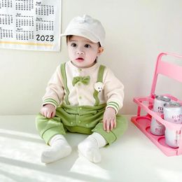 Jackets Boy Bodysuits 2024 Spring Autumn Korean Fashion Style Long Sleeved Baby Clothes Knitted Born