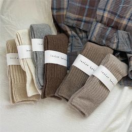 Women Socks Winter Wool Cashmere Thermal For Homewear Sleeping Thicken Warm Crew Sweet Cute Solid Colour Casual Long
