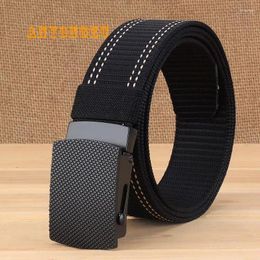 Belts Thick Wear-resisting Nylon Belt Black Alloy Buckle Fashion Jeans Men Free Regulation Length Casual Men'