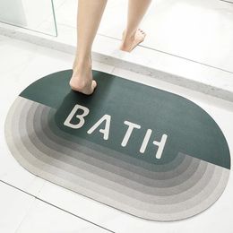 Bath Mats Letters Print Mat Non-slip Oval Bathtub Toilet Bathroom Rug Strong Absorbent Floor Doormat Living Room Home Decor