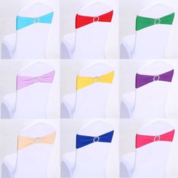1Pcs Modern Stretch Spandex Chair Sashes Bow Bands Knot With Buckle For el Wedding Party Banquet Business Meeting Decorations 240513