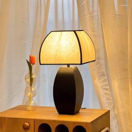 Table Lamps E27 Lamp Retro Fabric Square Cover Modern Minimalist Living Room Study Bedroom Style Chinese Bedside