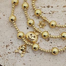 Strand 5 Pieces Halloween Bracelets Ghost Pumpkin Diy Beads 18K Copper Gold-plated Bead Bracelet For Men And Women