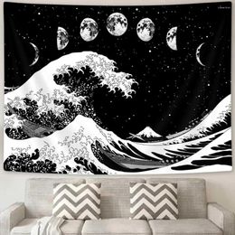 Tapestries Japanese Ocean Wave Tapestry Wall Hanging Kanagawa Great Decor Anime Aesthetic Decorative Large
