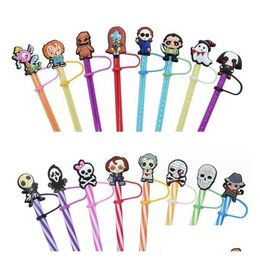 Drinking Straws Cartoon 25 Styles Skl Drink Sts Cap Party Pvc St Protective Dust Proof Ers Decoration Charms Drop Delivery Dhnrz
