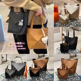 Loeiwe High end Designer Puzle bags for womens Fold Folding Tote Bag Tote Bag Handheld Shoulder Crossbody Womens Bag Original 1:1 with real logo and box