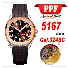 New 40mm 5167R-001 Cal.324SC Automatic Mens Watch Brown Texture Dial 5167 Rose Gold Case Brown Rubber Strap Gents Sport Watches Hello_Watch E256D