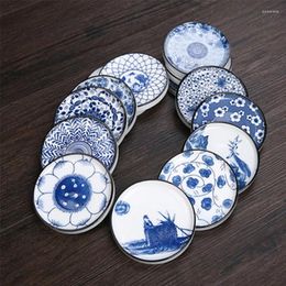 Table Mats Anti-scalding Retro Handmade Ceramic Tea Cup Mat Blue And White Porcelain Saucer Household Teacup Pad
