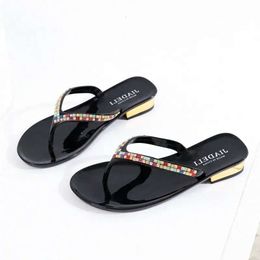 Slipper summer Fashion Beach Shoe Slippers Flip Flops With Rhinestones Women Sandals Casual Shoes D3XB# 40 s 5959