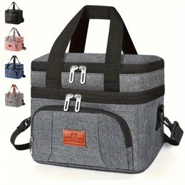 Multifunctional Double Layers Tote Cooler Lunch Bags for Women Men Large Capacity Travel Picnic Box with Shoulder Strap 240508