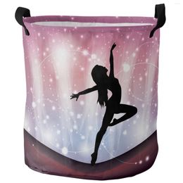 Laundry Bags Dance Woman Silhouette Starry Sky Dirty Basket Foldable Home Organizer Clothing Kids Toy Storage