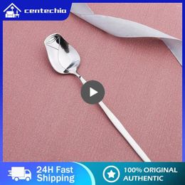 Coffee Scoops Rose Flower Spoon Mirror Polishing Colorful Colors Durable Retro Creative Mixing Light Luxury Forks