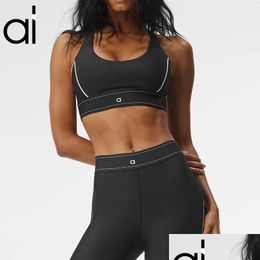 Yoga Outfit Al Sports Bras Topaddpants Suit Up Bra Adjustable Straps Medium Support Jogger Vest High-Rise Boxer-Style Legging Sweatpan Otpaw