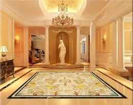 Wallpapers Custom Po Self-adhesive 3D Floor Waterproof Mural Painting Stickers Beautiful Marble Pattern