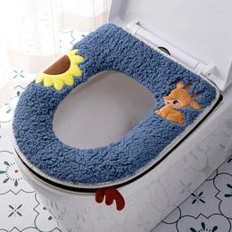 Toilet Seat Covers Soft Cover Pads With Handle Bathroom Thicker Warmer Seats Stretchable Cushioned Washable Pad