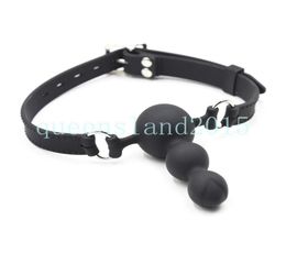 Bondage Body Safe Silicone Mouth Gag Bead Adjustable Leather Belt Strap Couple Game Fun B9013486081