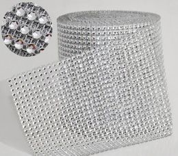 10yardroll 475quot 24 Rows manmade Diamond Mesh yards wrap Rhinestone Ribbon Crystal trim Wrap sparkle bling ribbon Wedding De9596720