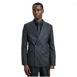 Mens Suits Blazers Costume Homme Dark Grey Double Breasted Men Slim Fit 2 Piece Set Blazer With Pants Classic Fashion Latest Design Dhrh6